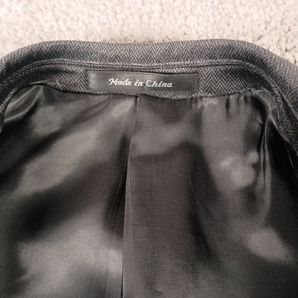 Chaps Velvet Herringbone 42L Mens Charcoal Grey 2-Button Blazer - Picture 9 of 16
